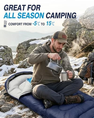 Maraiss 4‑Season Ultralight Compact Sleeping Bag, Camping Gear for Adults and Teenagers, Outdoor Sleeping Bag for Hiking & Backpacking, Suitable for Warm & Cold Weather, Blue — view 5