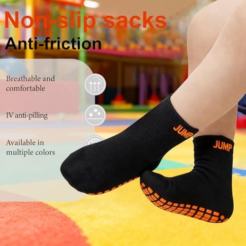 CubePlug Non-Slip Toddler Socks for Boys and Girls – Anti-Skid Grip Ankle Socks with Sticky Bottom for Kids Ages 1-10, Soft & Comfortable Everyday Socks [spo] (Orange S (3-5 years)) — view 4