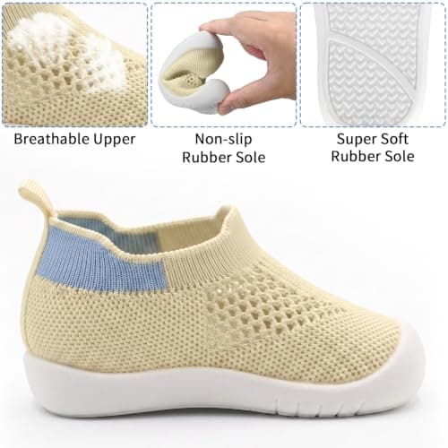 Baby Breathable Mesh Walking Shoes for Infants Boys Girls (Beige, Infant, 9 Months, Age Range, UK Footwear Size System, 12 Months, Medium) — view 5