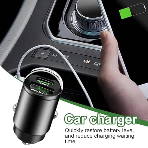 USB C Car Charger Splitter - Master Your Road Trip Power, 100W Super Fast Charging Outlet with PPS Technology, Intelligent Power Allocation + Triple Port Design, Compact Fit for & Galaxy — view 3