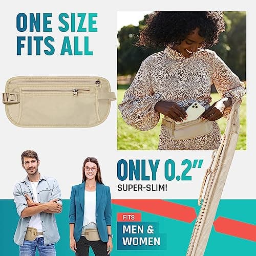 YuanYouTong Secure Travel Money Belt, Anti-Theft Passport Holder Wallet, Hidden Under Clothes Belt Wallet, Security Travel Pouch, Waterproof Waist Bumbag for Money, Cards and Keys — view 4