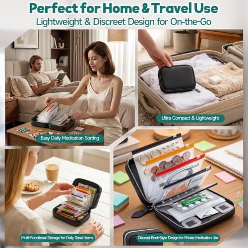 Waterproof Pill Organiser Pouch Set, 14 Colour Coded Storage for Travel — view 6