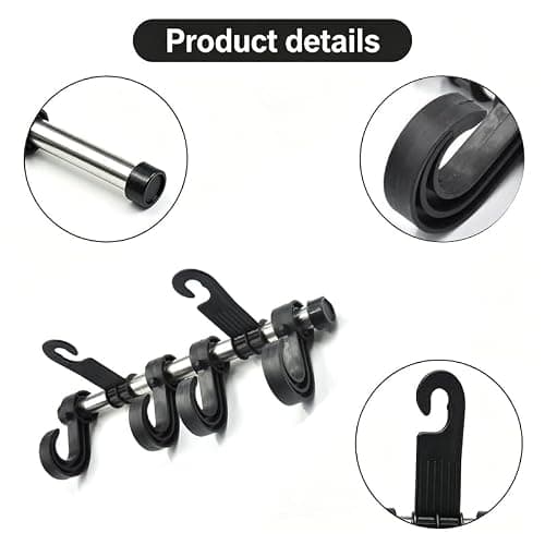 Glyntheum Car Seat Headrest Hooks, Heavy-Duty PP & Stainless Steel Car Back Seat Organizer Hanger, 30cm Universal Hooks, Up to 6kg Load Capacity — view 6