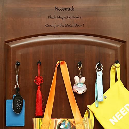 Neosmuk Black Magnetic Hooks, 22 lb+ Heavy Duty for Fridge, Extra Strong Super Cruise Hook for Hanging, Magnetic Hanger for Curtain, Grill, Towel, Ceiling Pack of 20 — view 4