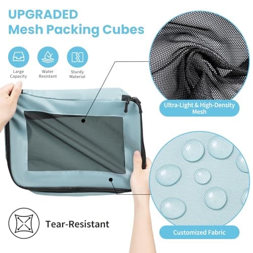 Prezon Packing Cubes for Suitcase 8 Set, Lightweight Luggage Packing Organizers Packing Cubes for Travel Accessories - Teal — view 3