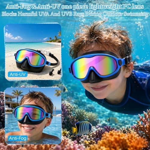2 Pack Kids Swim Goggles Mask with Nose Cover for Boys Girls Toddlers, 3-14 — view 3