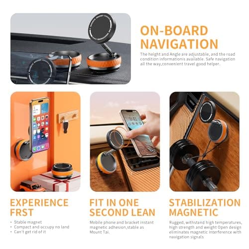 atnayo Vacuum Magnetic Phone Holder, 360° Retractable Folding Suction Phone Holder Mount(Orange) — view 2