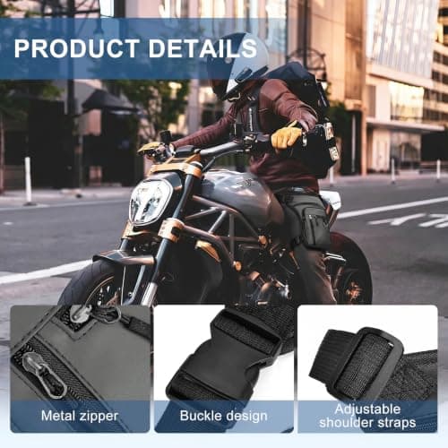 Flintronic Motorcycle Leg Bag, Hiking Waist Pack, Thigh Fanny with Adjustable Waist and Thigh Strap, Multi-Function Sports Pouch Bag, for Men Women Cycling Running Traveling and Fishing — view 4
