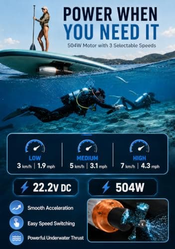 Diving Scooter 504W 26.5 lbf 2-in-1 for Travel 100MinRuntime2Batteries — view 4