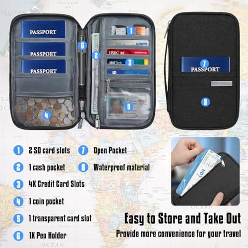 Passport Holder Travel Wallet, RFID Family Travel Document Organiser — view 6