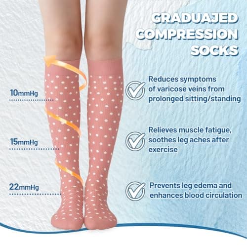 flintronic 6 Pairs Compression Socks for Women & Men, 15-20 mmHg Travel Flight Socks, Enhanced Circulation & Athletic Support, Compression Stockings for Running, climbing, Nursing(9-15in) — view 5