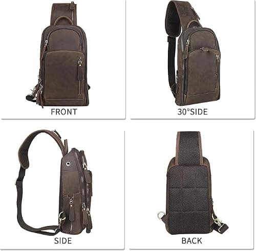 Vinlea Genuine Full-Grain Leather Crossbody Bag for Men Women — view 5