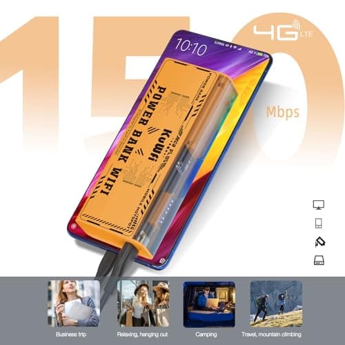 KuWFi Portable Travel WiFi Hotspot Router - 150Mbps Mobile Hotspot With 8000mAh Battery, DC/USB Powered, Unlocked Nano SIM Card for Caravan, House Garden, Business Trip — view 6