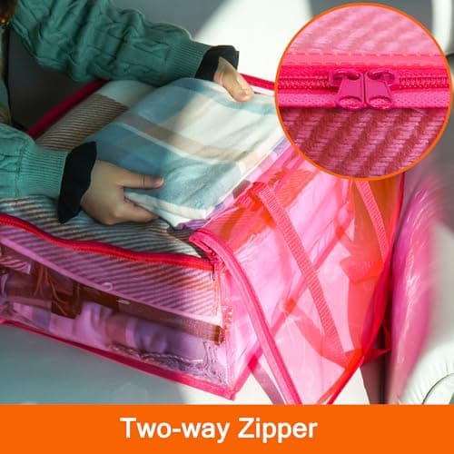 Vieshful Pink 40L Clear Clothes Storage Bag with Zipper 3 Pack — view 5