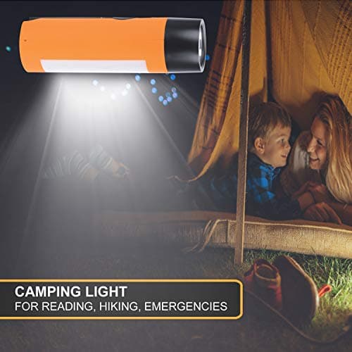 Emergency Hand Crank Flashlight & Phone Charger, Wind-Up Dynamo Torch, USB Power Bank, LED Camping Lantern for Hiking, Survival Kit, Holiday Gift(Orange) — view 4