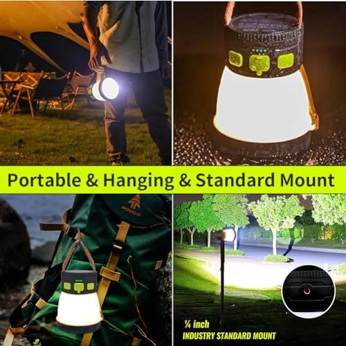 Rechargeable Camping Lantern, 2000 Lumens 40 Hrs 8000mAh Battery Powered Solar Camping Lights with Warm White Light, 8 Light Modes, Outdoor Portable Lanterns for Hiking, Camping, Fishing, Emergency — view 4