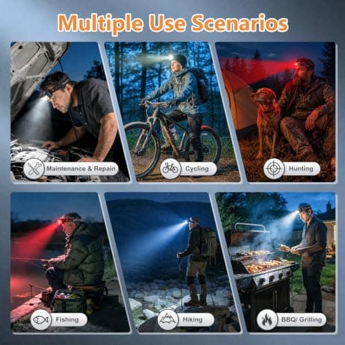 4 Pack Rechargeable Head Torch, Waterproof Super Bright LED Headlamp — view 6