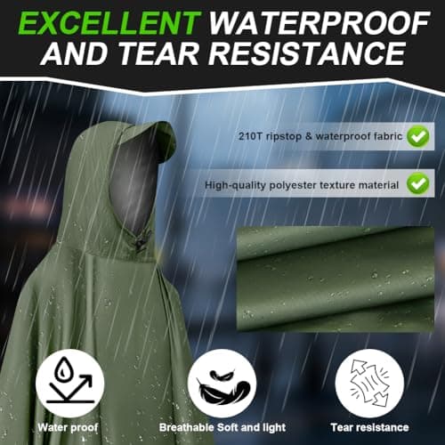 Vicloon Waterproof Poncho Adult Lightweight Reusable Adult Poncho,Multi-use — view 5