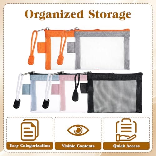 5 PCS Small Mesh Zipper Pouch, 4" X 3" Nylon Small Mesh Bags with Zipper Mini Meshs Pouch, Travel Pouches Mini Bags for Purse Organizer Insert Bag Organizers for Card Key Hair Clip Earphones Lipstick — view 5