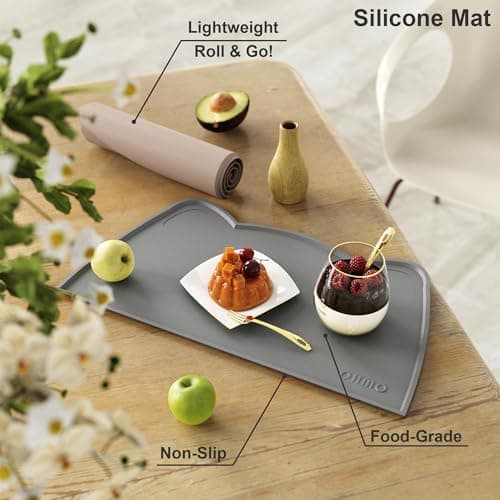 OHMO Silicone Cat Food Mat for Food&Water Bowls, 46x25cm, Dark Grey — view 5