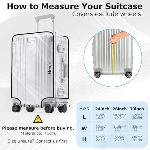 ElysianTails 3 Pcs Suitcase Covers Protectors Set Clear PVC Luggage Covers for Suitcases 24 28 30Inch Waterproof Anti-Scratch Travel Protector Kit for Business School Wheeled Suitcase — view 2