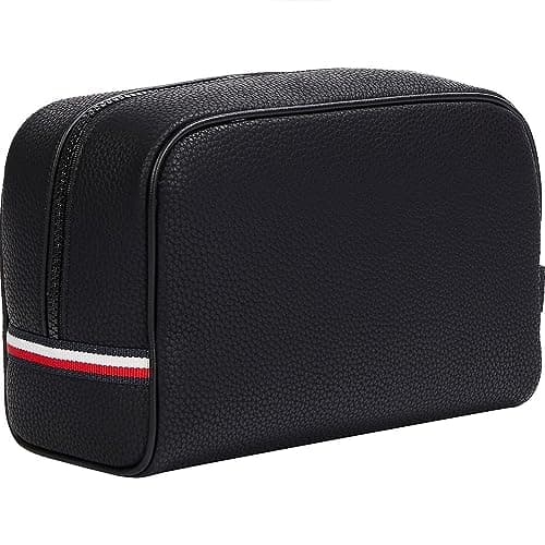 Tommy Hilfiger Men’s Essential PU Faux Leather Wash Bag, Black (Black), One Size — view 2