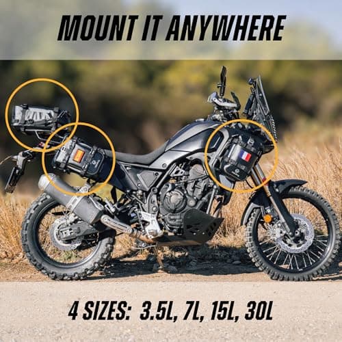 Odinsberg 7L Waterproof Motorcycle Tail Bag Motorbike Storage Crash Bar Bags Motorcycle Panniers Saddle Bags Backpack Dry Bag Luggage Rear Seat for Enduro Dual Sport ADV — view 2