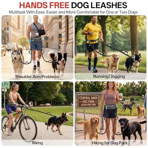 Hands Free Double Dog Lead for 2 Dogs 108kg Heavy Duty Leash with Bum Bag — view 5