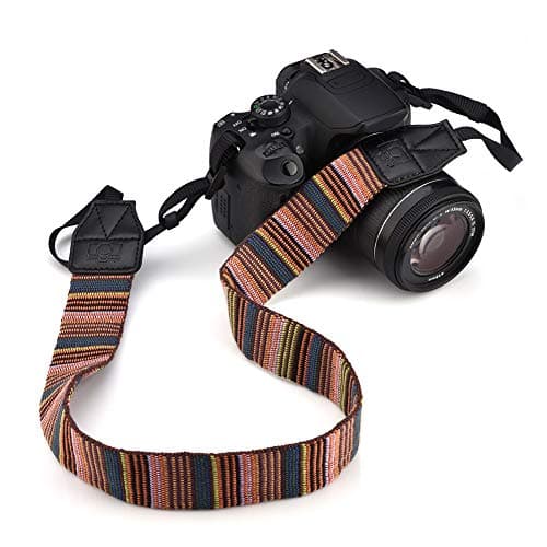 LIZEALUCKY Camera Strap Retro Cotton Canvas Woven Strap Universal Shoulder Neck Sling Belt with Harness Adapter Fits for ALL DSLR SLR Cameras (secondary color) — view 2