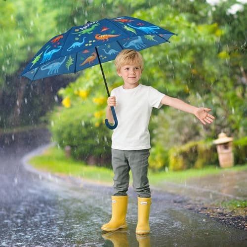 Kids Manual Fold Stick Umbrella for Boys Girls School Outdoor Dinosaur — view 2