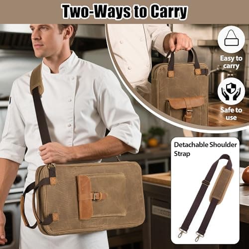 Damero Waxed Canvas Knife Bag with 11 Slots and 2 Zippered Mesh Pockets — view 6