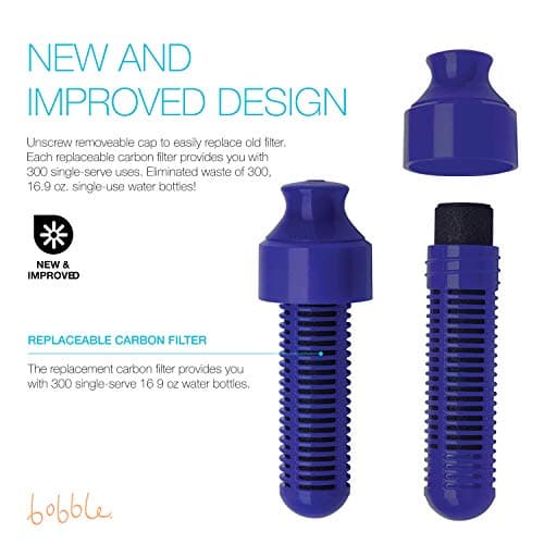 bobble Classic Water Bottle, Filtered Water, BPA-Free Reusable Bottle, Soft Touch Carry Cap with Replaceable Carbon Filter for Sustainable Water and Hydration 34 oz, (Navy Blue) — view 6