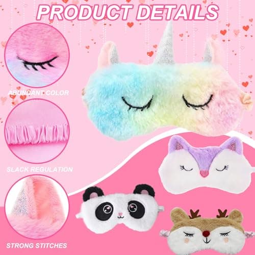 Asheyya 4PCS Kids Eye Masks for Sleeping, Soft Cute Animal Image Kids Sleep Mask for Girls Adult Children — view 4