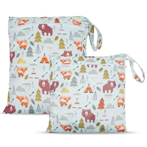 Aomig Waterproof Wet Bags 2 Pcs Reusable Nappy Bag Organiser(Forest)