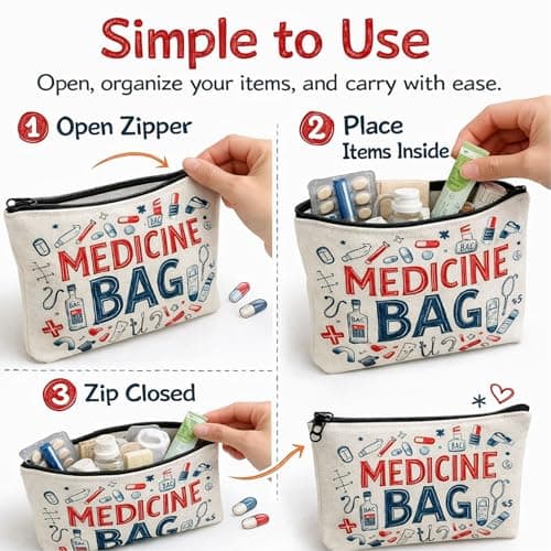 Canvas Makeup Bag with Zipper for Women - Cosmetic Organiser for Toiletries & Medicine - Travel Pouch for Home Storage - Lightweight & Durable Cosmetic Case for Daily Use or Holidays — view 2