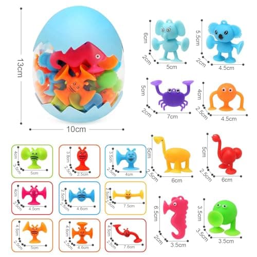 BelleStyle Suction Bath Toys for Kids, 26 Pcs Silicone Sensory Travel Toys with Suction Cup Bees & Animals, Montessori Building Toys for 3-7 Years Old Boys & Girls — view 3