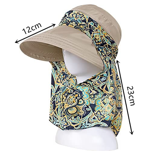 KXF Women 2 in 1 Foldable Sun Hat with Neck Flap Breathable Quick Dry 360°Protection Outdoor Sports Visor Large Brim UV Sun Protection UPF 50+ Beach Fishing Hat — view 6