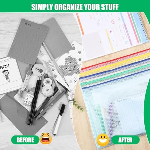 A4 Plastic Wallets, 5 Pack Zip Lock Bags Mesh Document Wallet File Folders — view 5