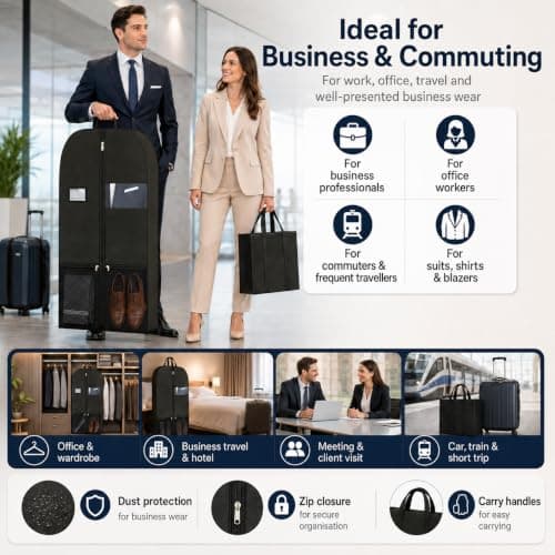 Heavy Duty Suit Covers for Men, Business Travel Suit Cover for Offices — view 5