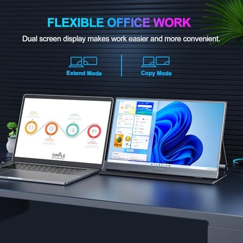 COOLHOOD Portable Monitor, 15.6 inch 1080P FHD IPS Second External Monitor with USB-C Mini HDMI Port, Second Screen Compatible with PC, Laptop, MacBook, Gaming Device — view 5