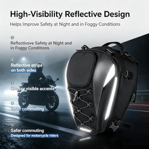 RemixAst Motorcycle Tail Bag Waterproof with for Honeycomb Back Cushion – Rear Seat Storage for Commuting – 17x11x8in Black — view 3
