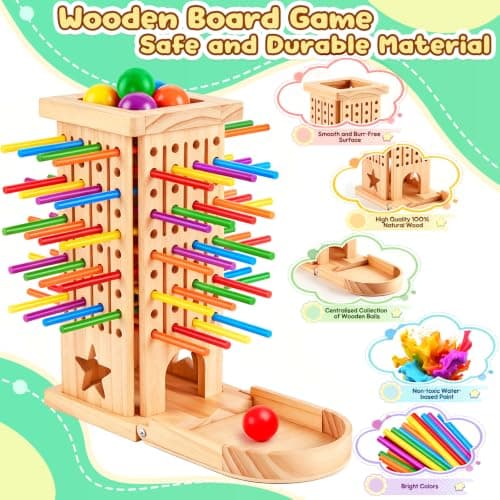 Kitojoy Montessori Toys Wooden Board Game for Kids Age 3+, Travel Games — view 4