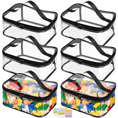 6 Pack Clear Toy Storage Bags, PVC Waterproof Toy Organizer, Black