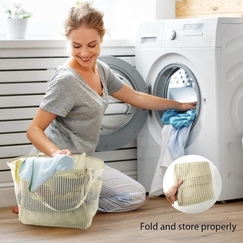 ktxaby 3 Pack Mesh Beach Bags for Women,Waterproof Beach Tote with Inner Pocket, Foldable 23L Shopping Bags for Pool Beach Travel and Picnic(Black Khaki Beige) — view 6