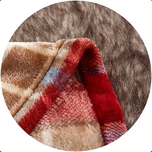 DREAMLANDING Fleece Throws For Sofa Bed Chair Soft Colorful Oversized, Decorative Ultra-Plush Throw Blanket (130x150cm, Red Plaid) — view 4