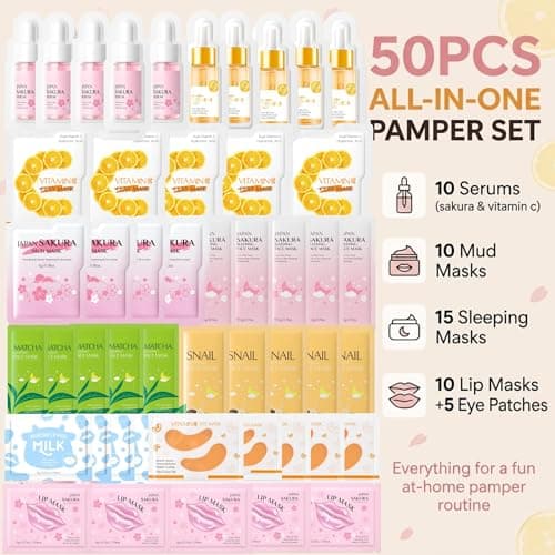 50PCS Pamper Gifts for Women, Face Masks Skincare Set, Sakura Self Care — view 2