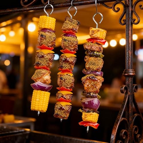 20 Pack Metal BBQ Skewers, 30cm Stainless Steel Kebab Sticks — view 3