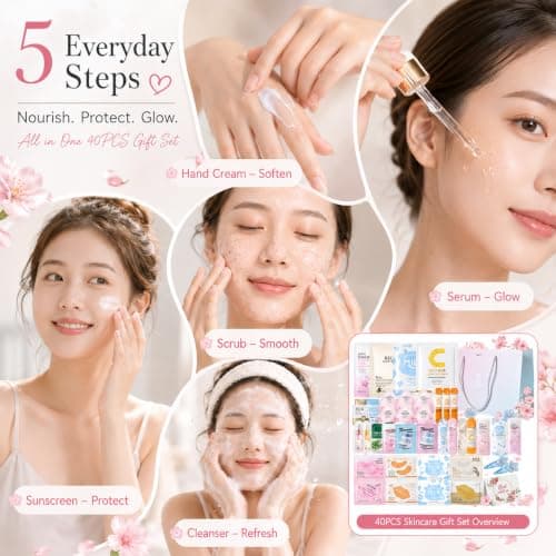 40PCS Skincare Gift Set for Women & Teens, Face Masks Pamper Kit, Mini Size — view 2