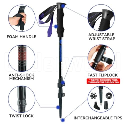 Telescopic Walking Sticks for Men and Women,2 Pack Adjustable Hiking Poles — view 2