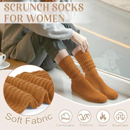 Tialfas Slouch Socks Womens Cotton Winter 4 Pairs Thick Thermal Gifts — view 5